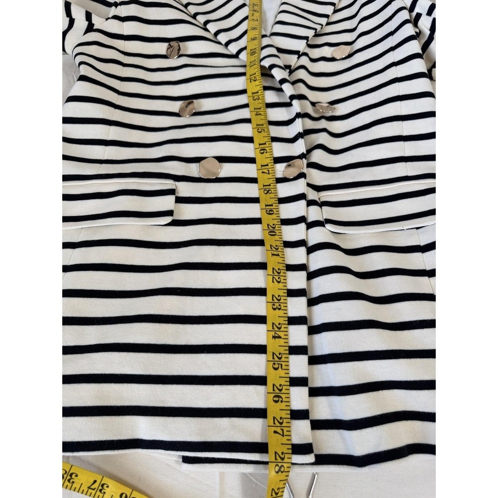 English Factory Womens Blazer Jacket Medium Cream Black Striped Double Breasted - Picture 9 of 9